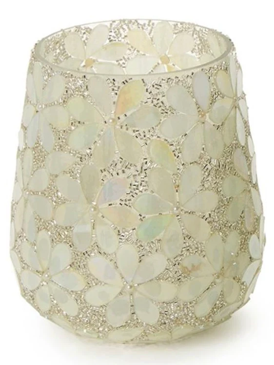 4.5" Floral Mosaic Tealight Holder