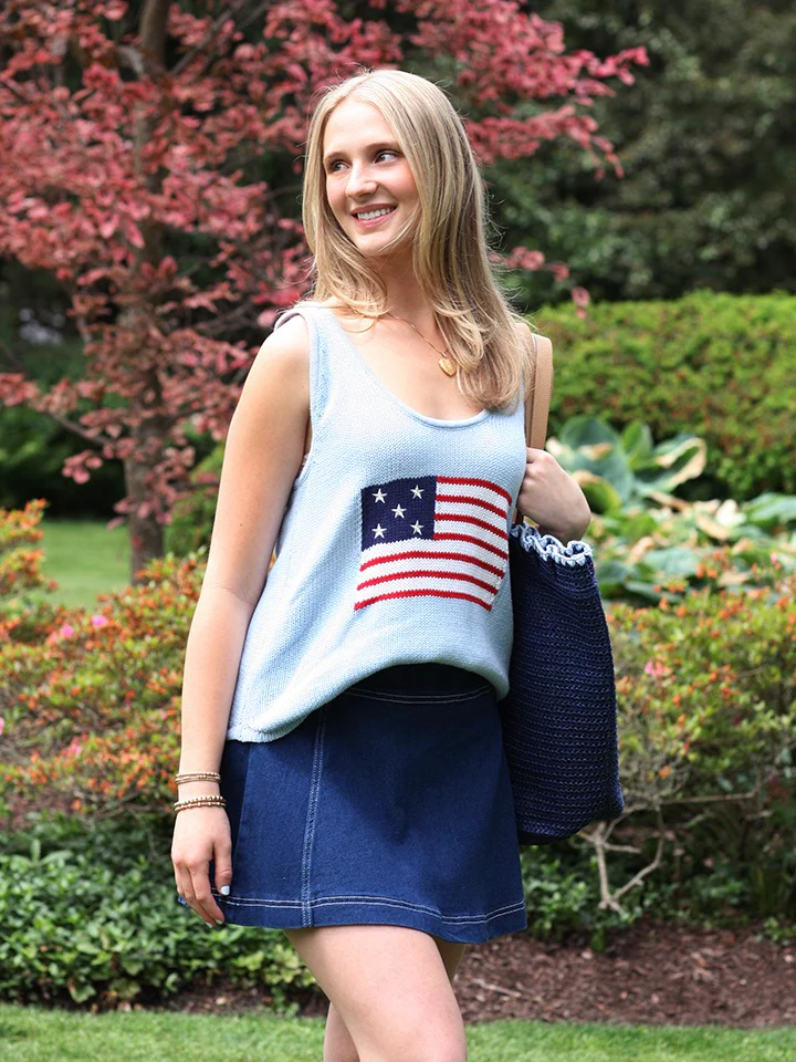 American Flag Graphic Sweater Tank