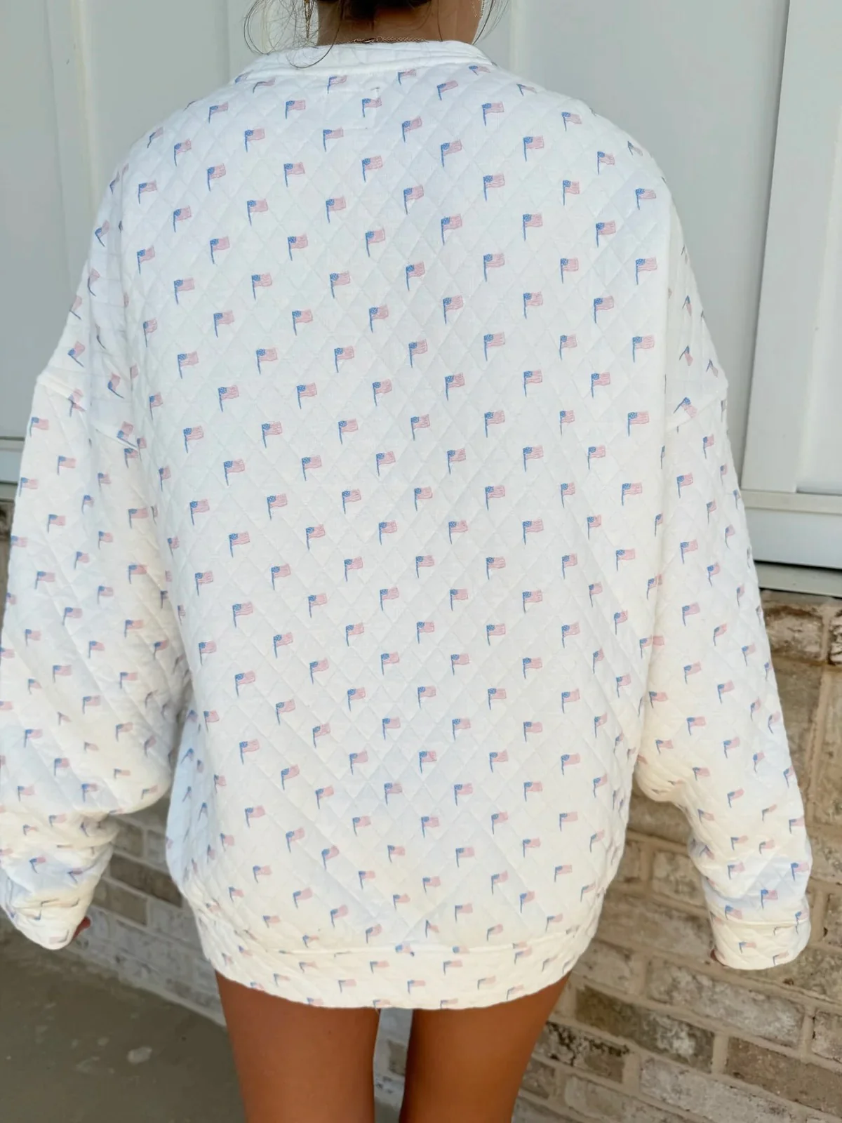 American Flag Quilted Crewneck Sweatshirt - Image 2