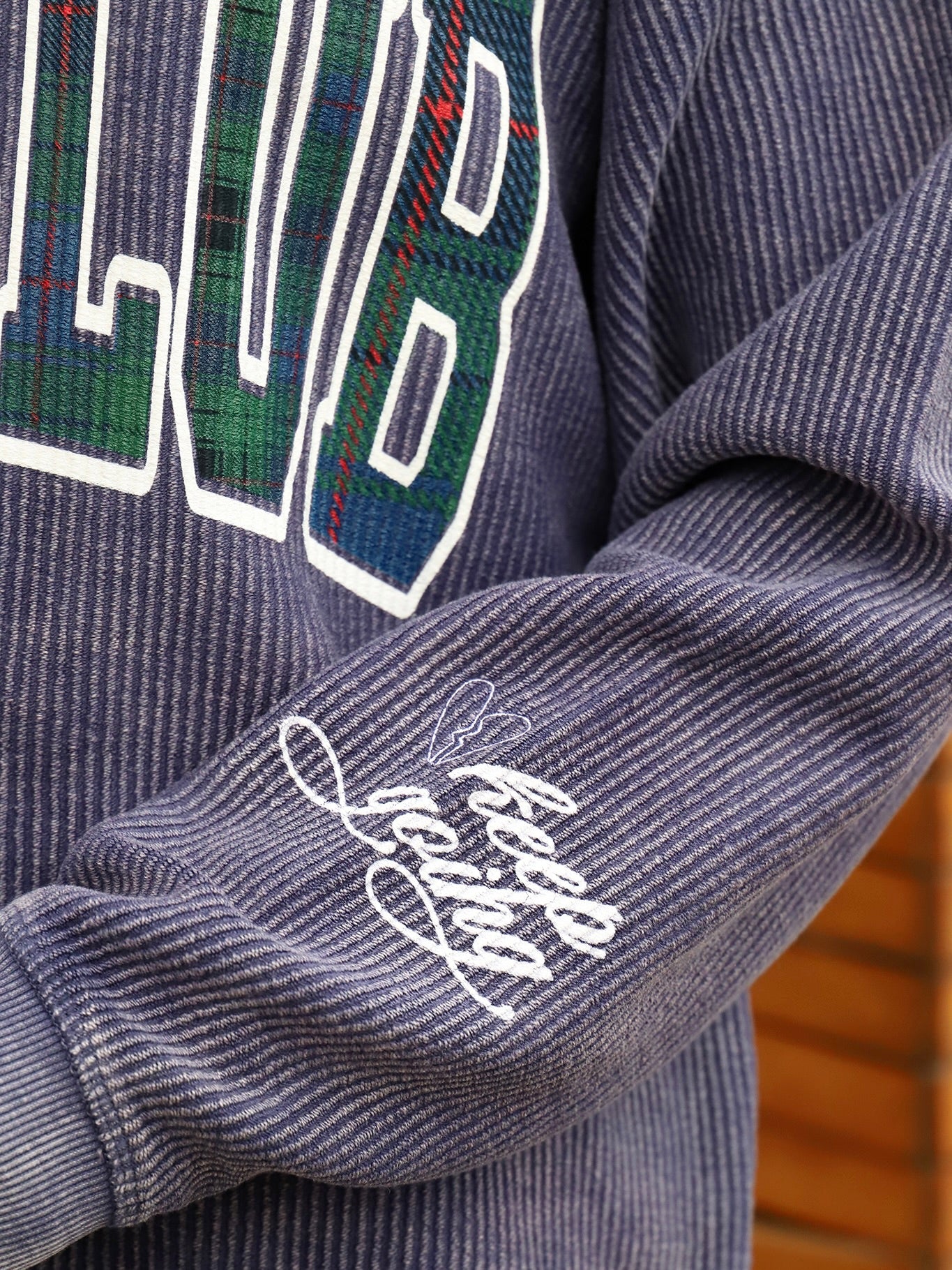 {Broken Hearts Club} The Club Varsity Plaid Corded Crew - Image 3