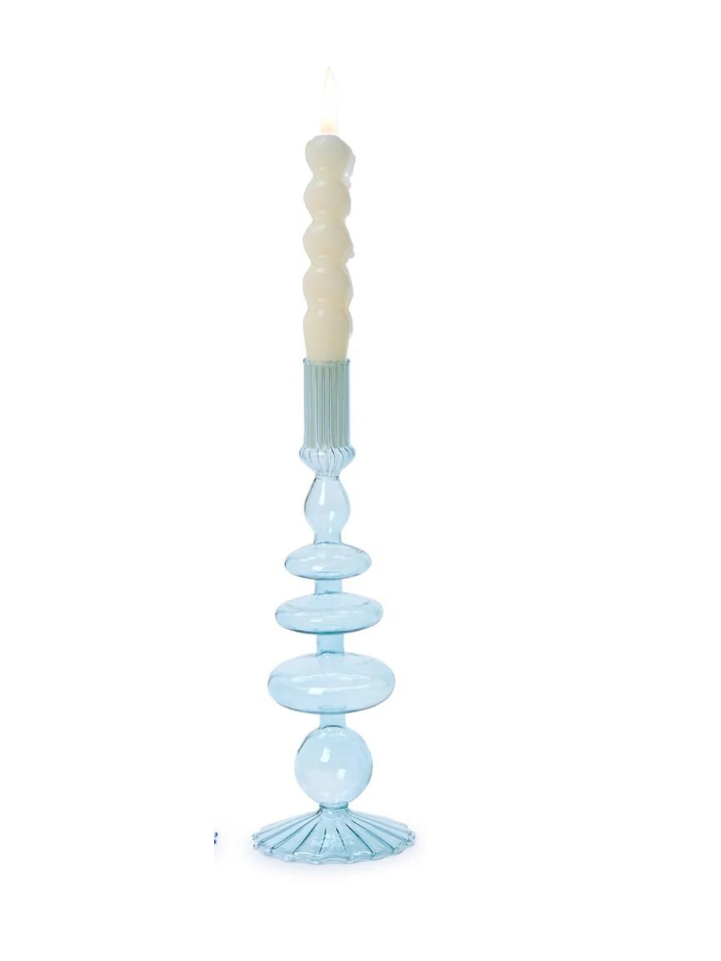 Blue Glass Candleholders - Image 3