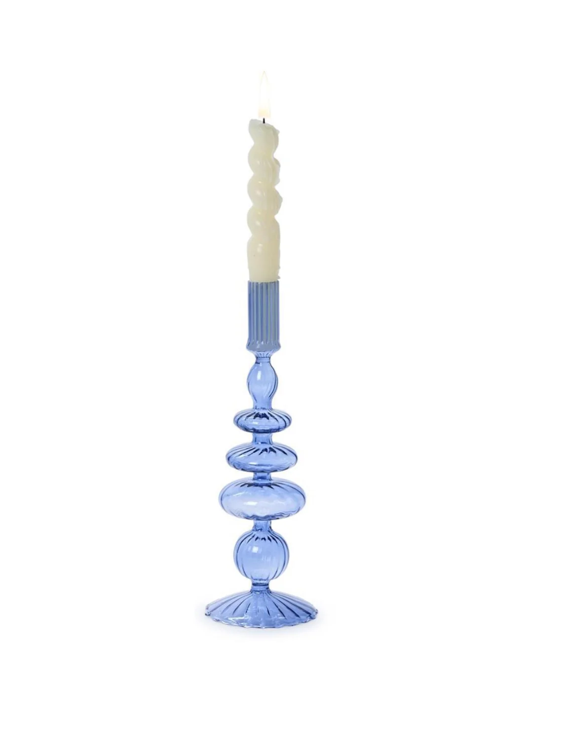 Blue Glass Candleholders - Image 5