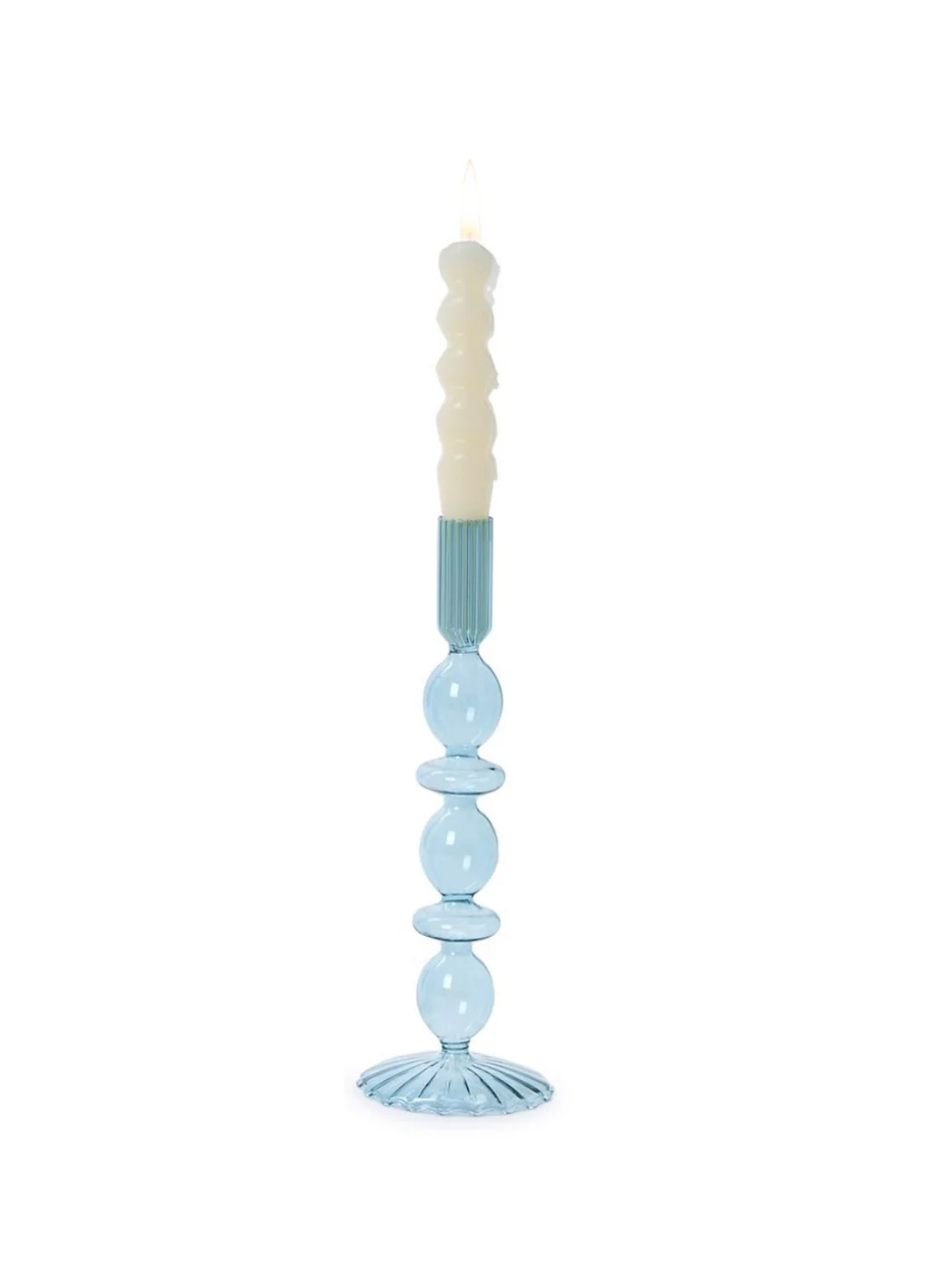 Blue Glass Candleholders - Image 6