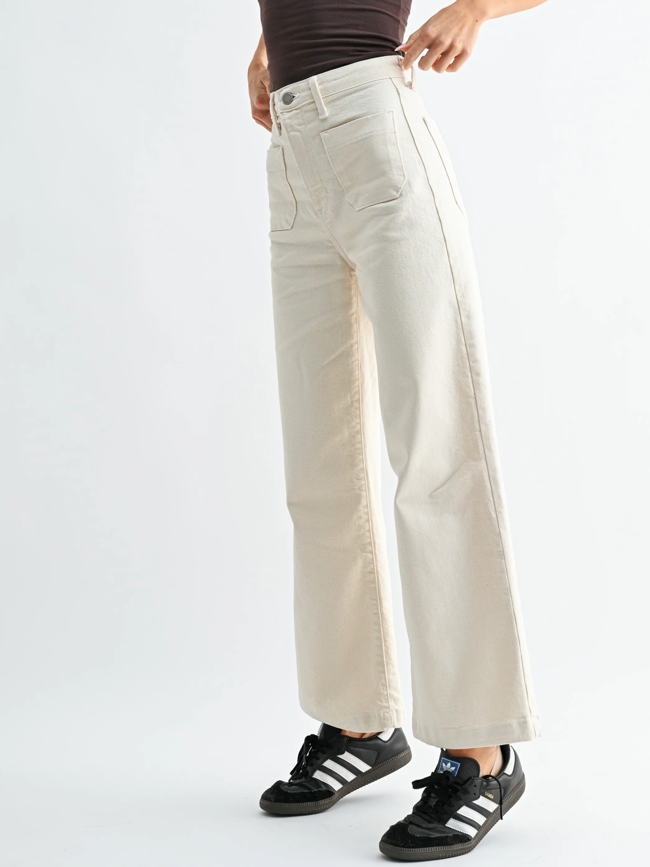 Just Black Denim : Patch Pocket Wide Leg Jean - Image 3