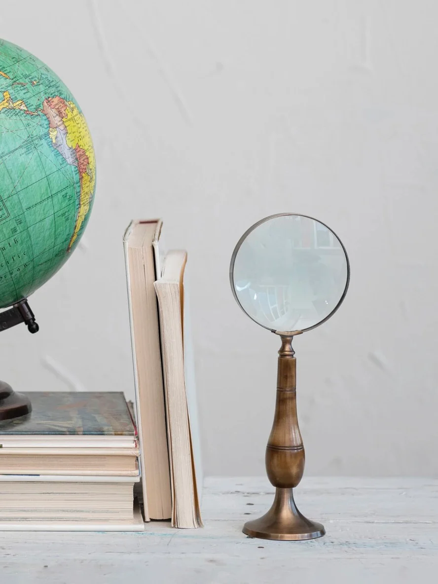 Brass & Bone Magnifying Glass on Stand
