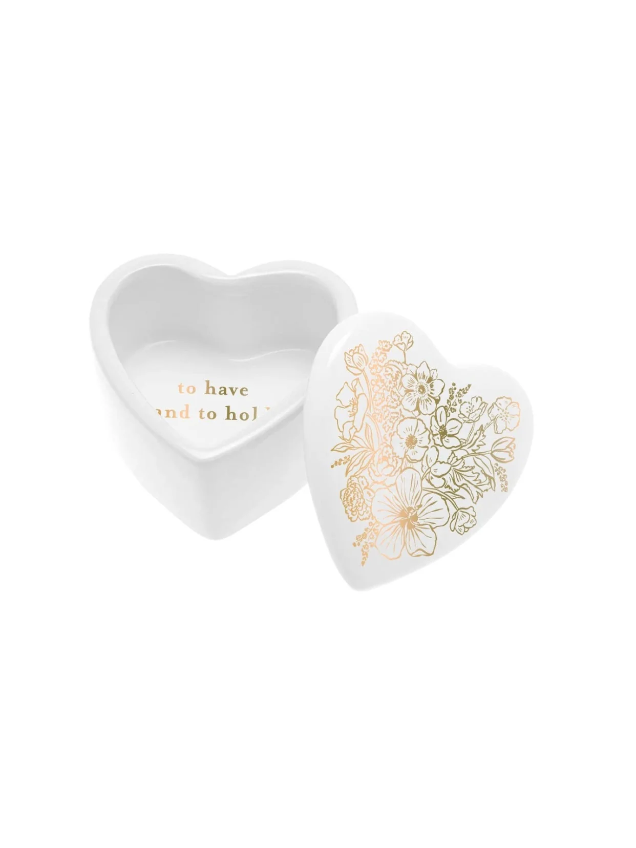 Ceramic Heart Shaped Trinket Box - To Have and To Hold