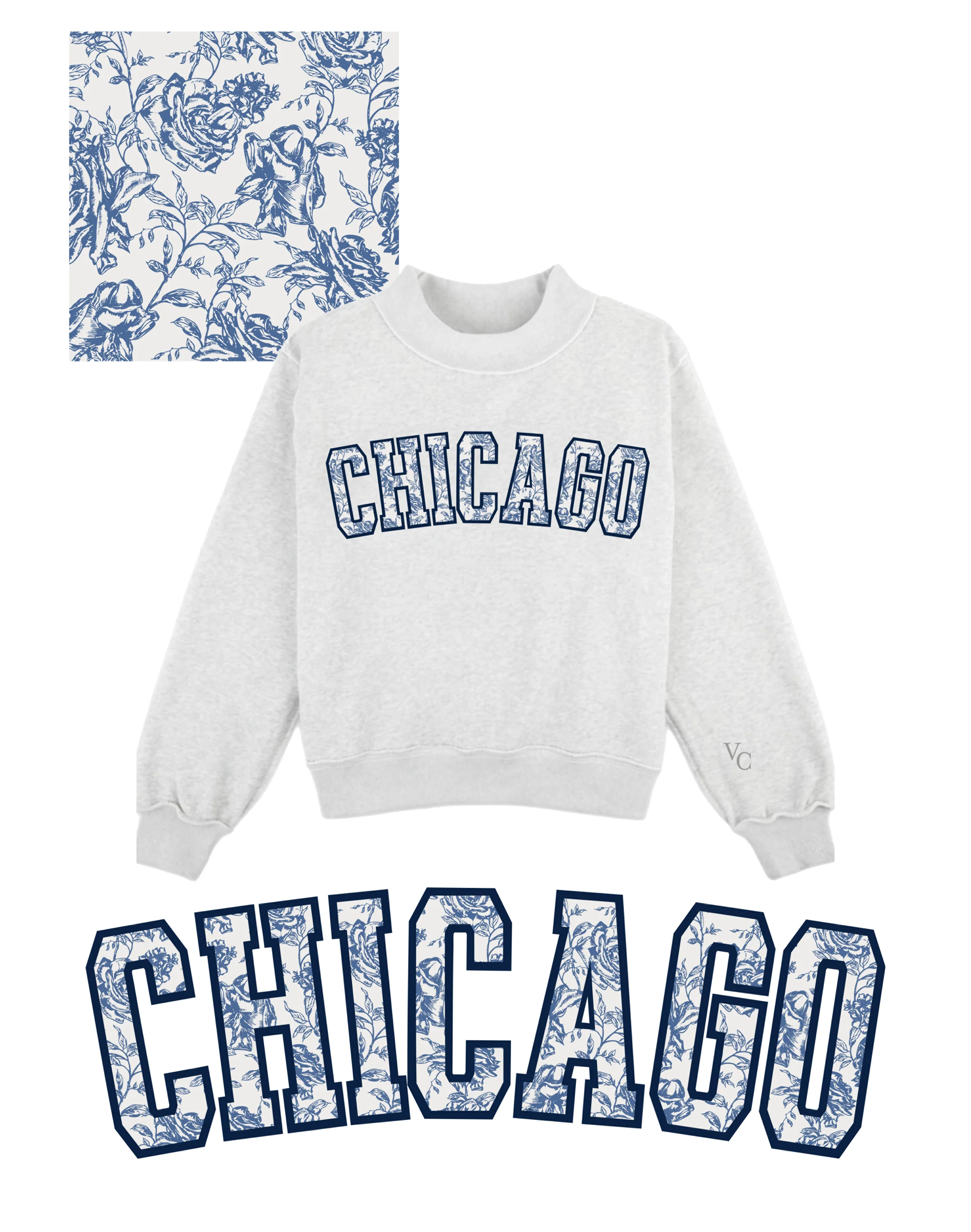 Chicago Spring Toile Mockneck Sweatshirt - Image 3