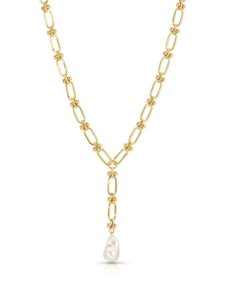 Leeada Chloe Maxi Pearl Lariat Necklace