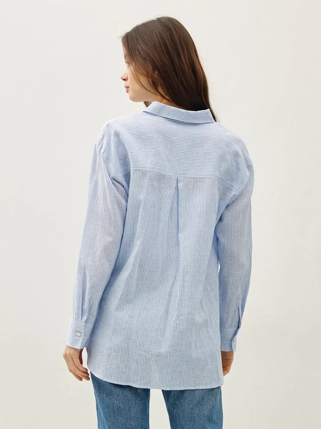Classic Cut Striped Button Down Top - Image 3