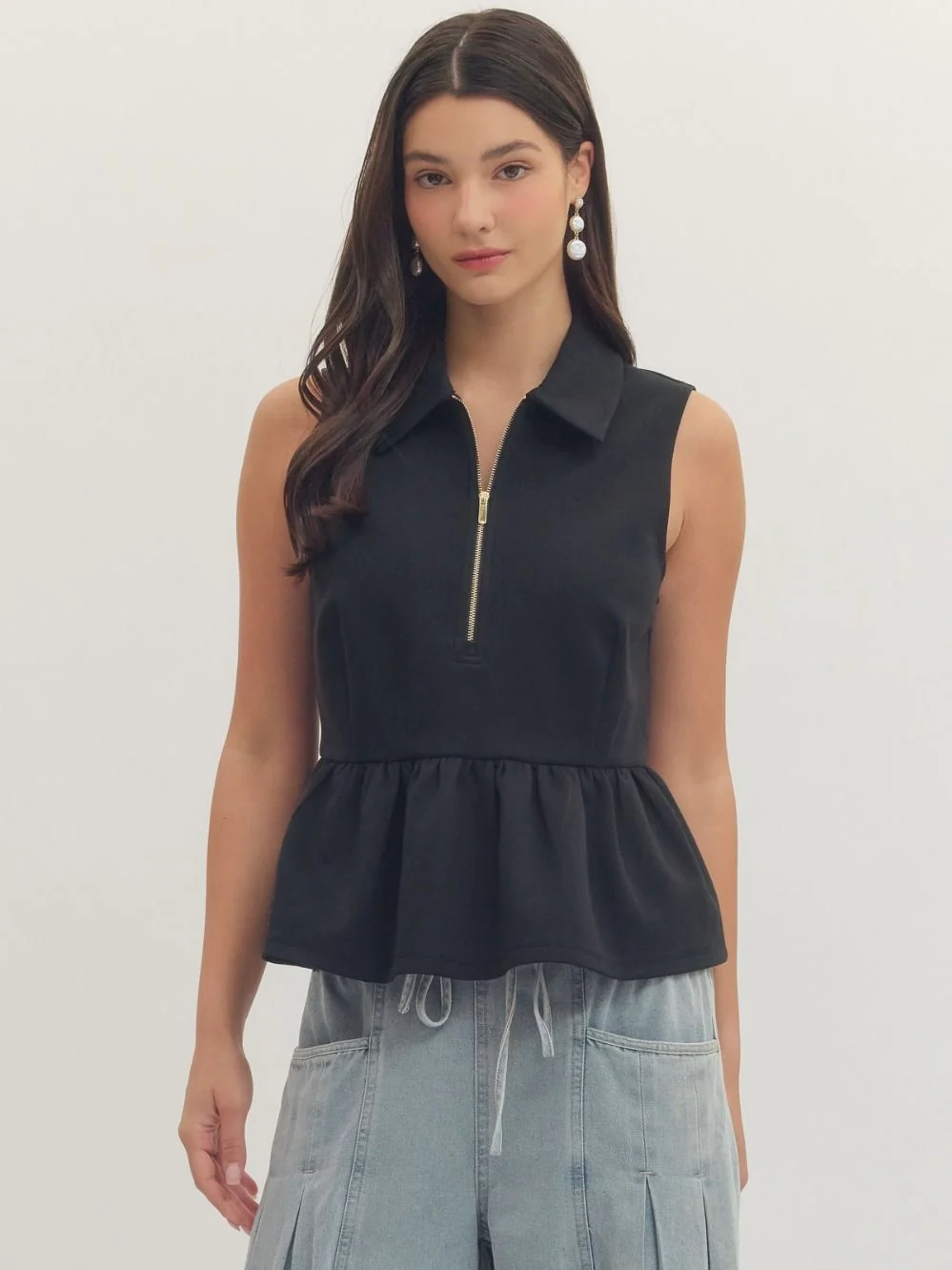 Collared Peplum Top