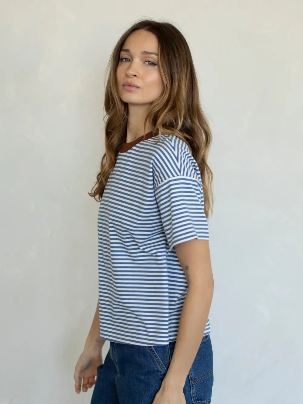 Contrast Neck Band Tee - Image 2