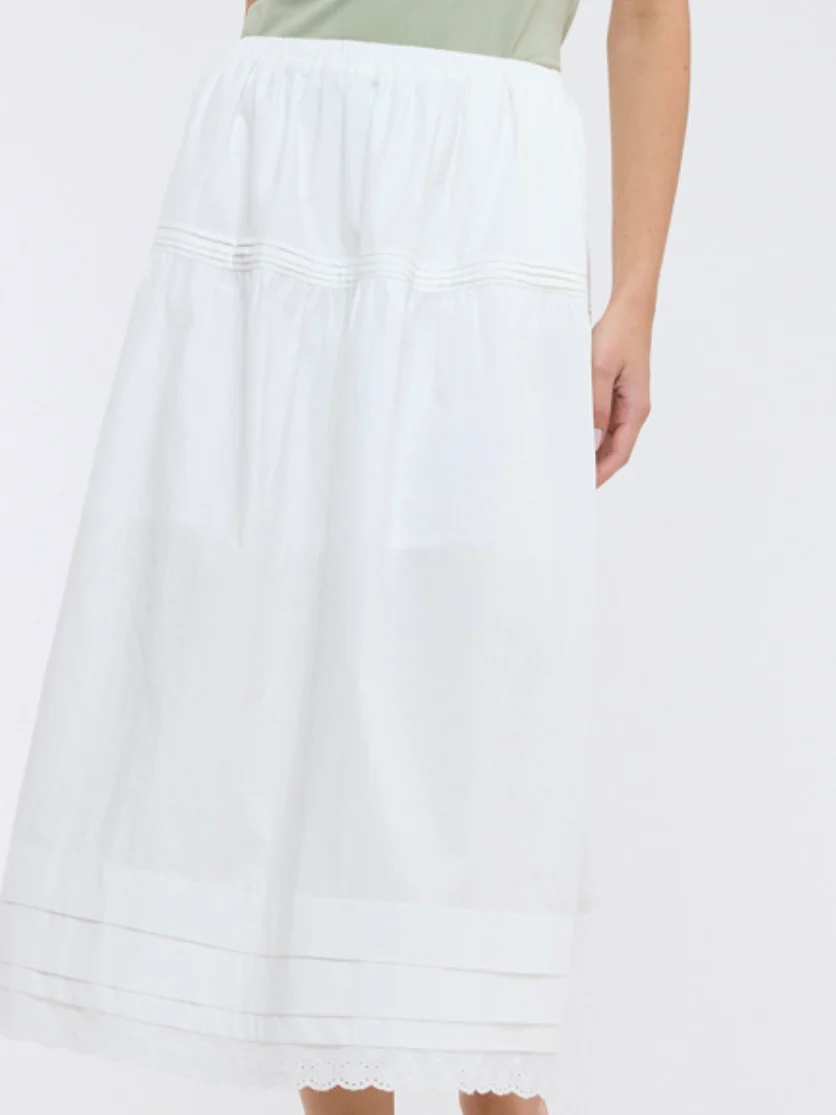 Contrast Trim Hem Midi Skirt