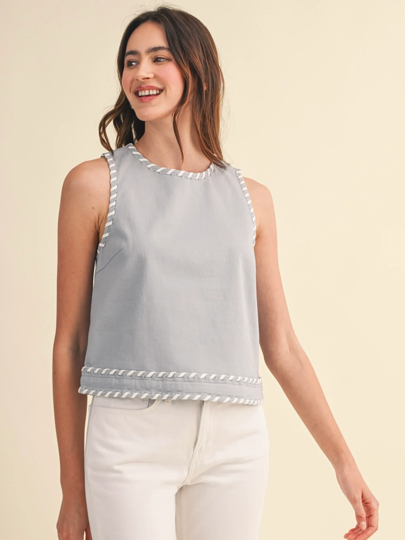 Contrast Whipstitch Top - Image 2