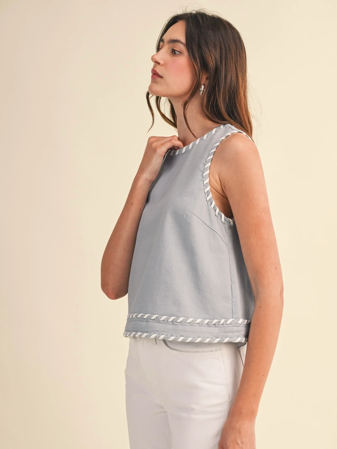 Contrast Whipstitch Top - Image 4