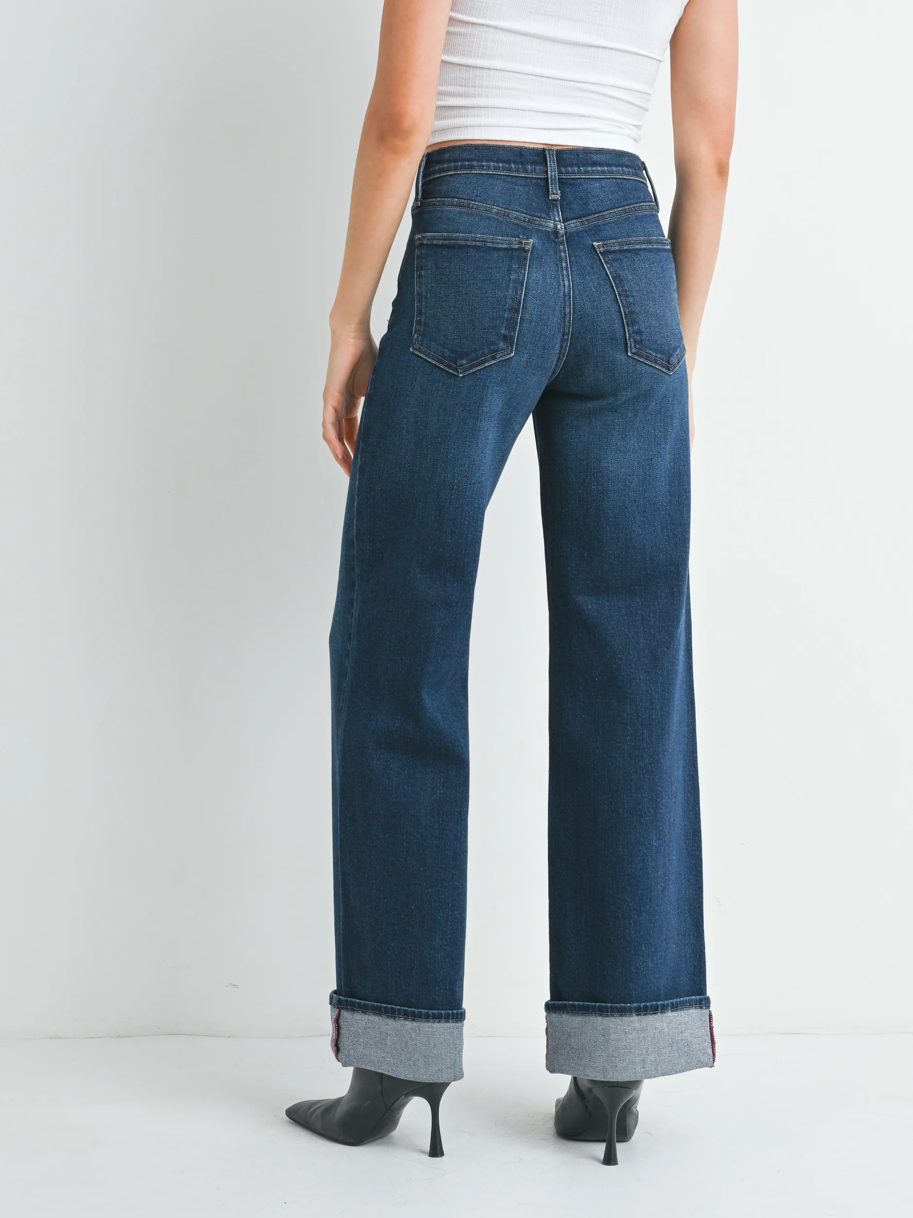 Just Black Denim : Cuffed Palazzo Jean - Image 3