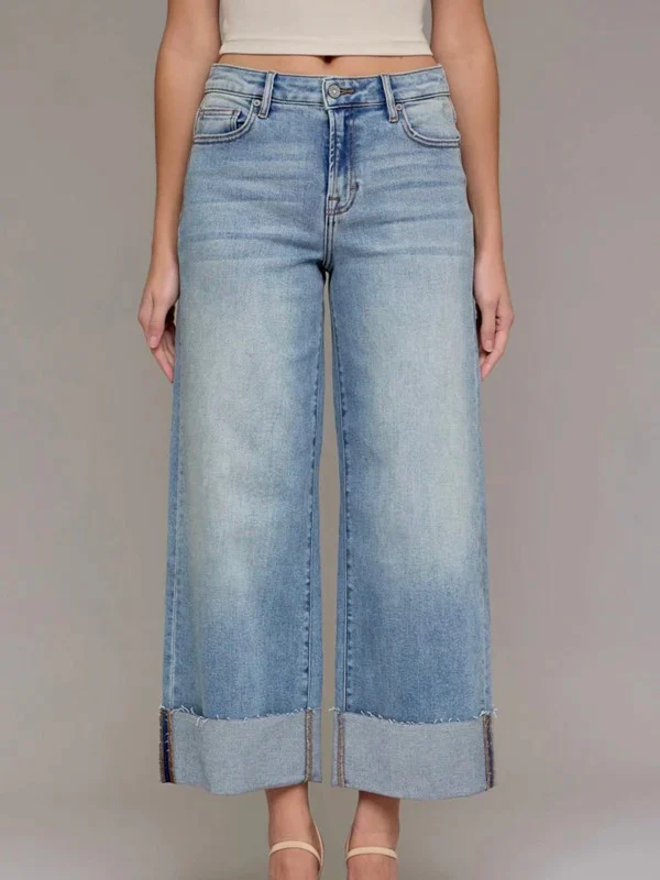 Hidden Jeans : Cuffed Wide Leg Jean