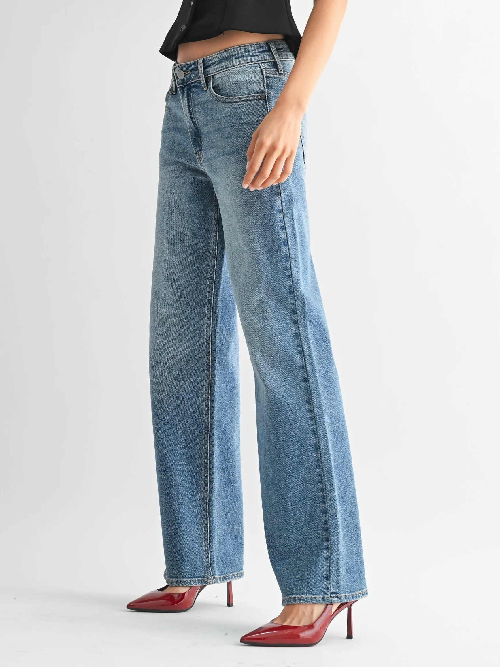 Just Black Denim : High Rise Full Length Straight - Image 3