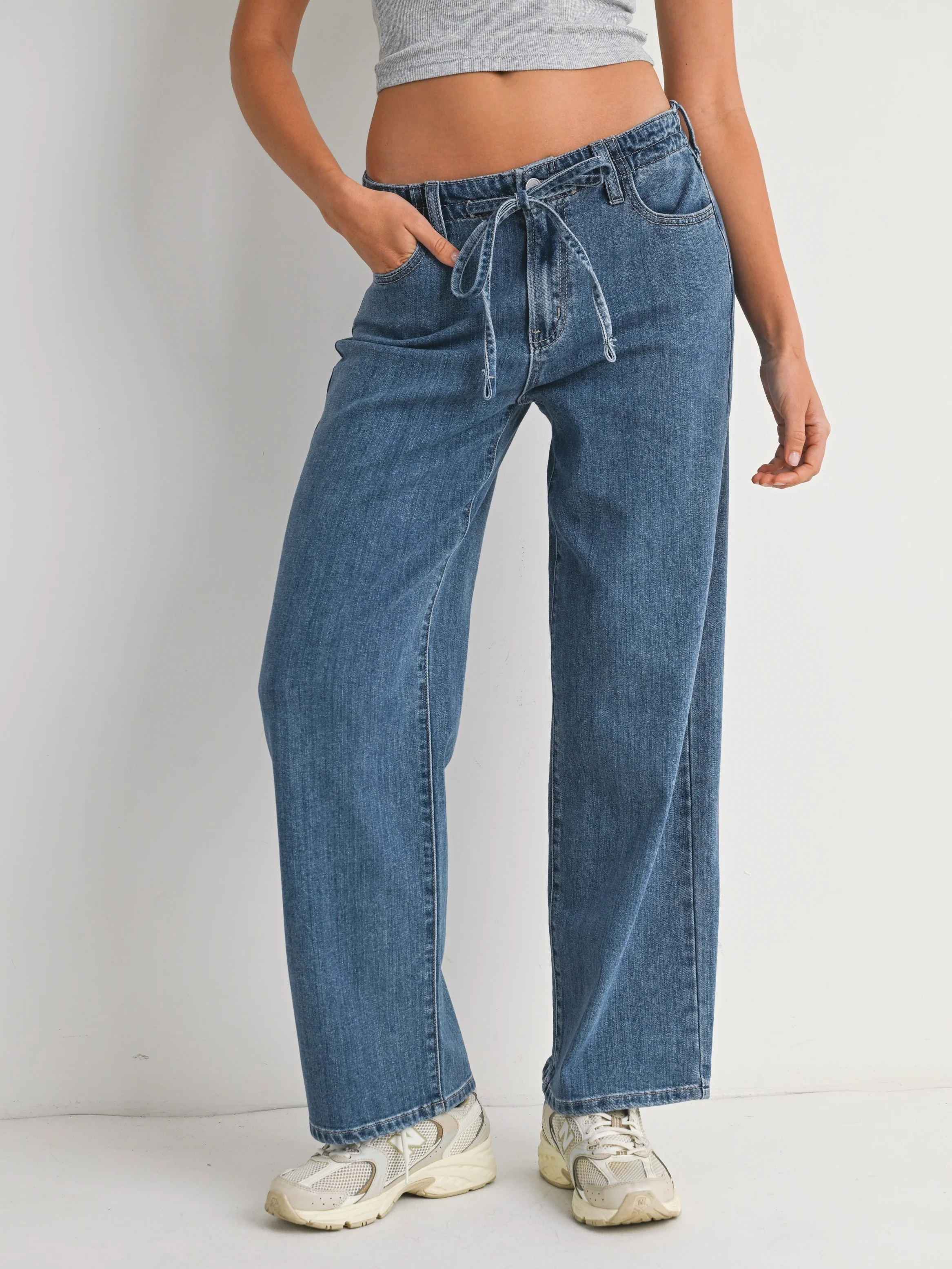 Just Black Denim Lightweight Drawstring Wide Leg Denim