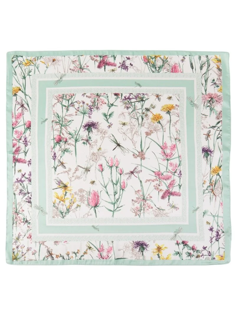 Dragonfly Floral Silk Scarf