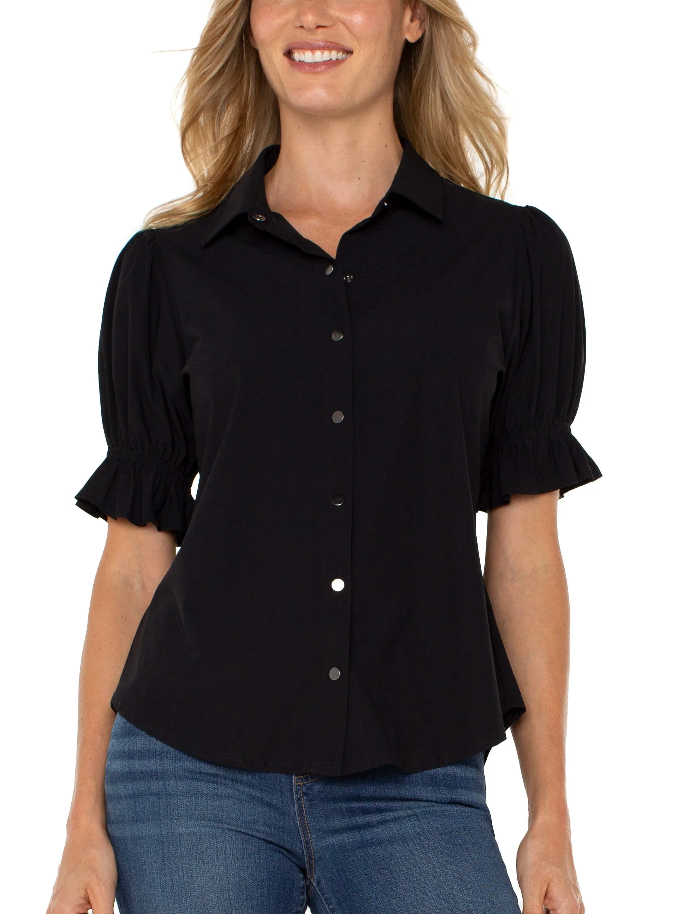 Liverpool Elbow Puff Sleeve Snap Front Shirt - Image 2