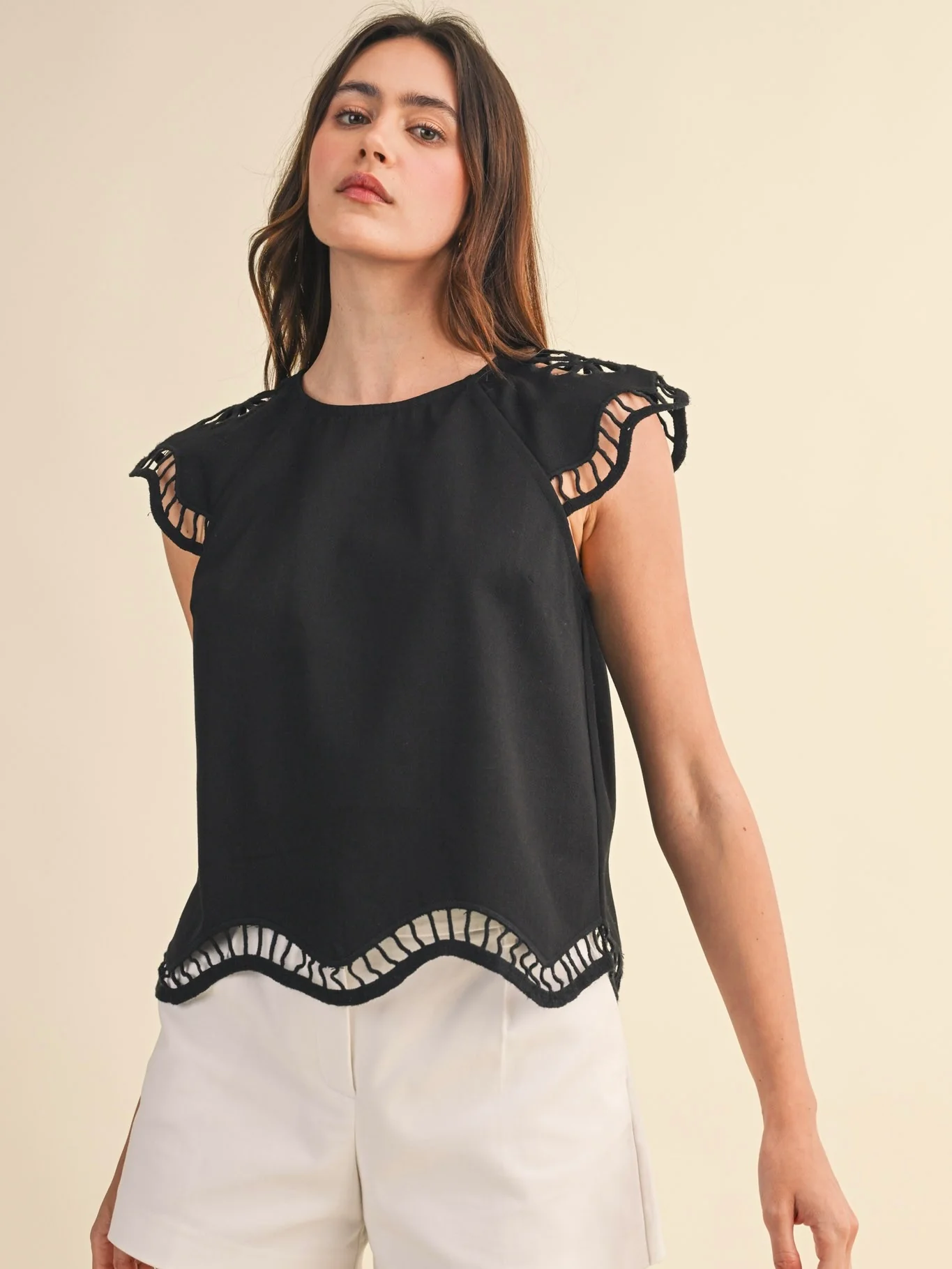 Embroidered Cut Out Top