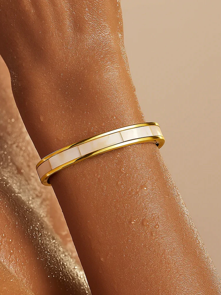 Ellie Vail Estelle Mother Of Pearl Bangle Bracelet