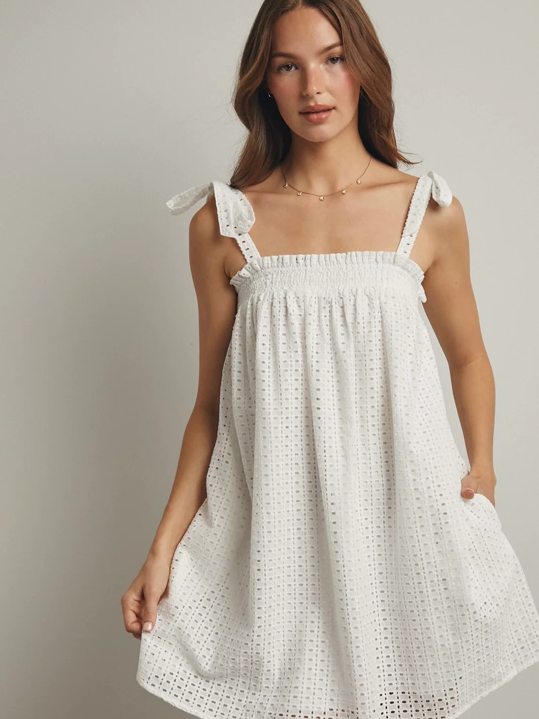 Eyelet Mini Dress