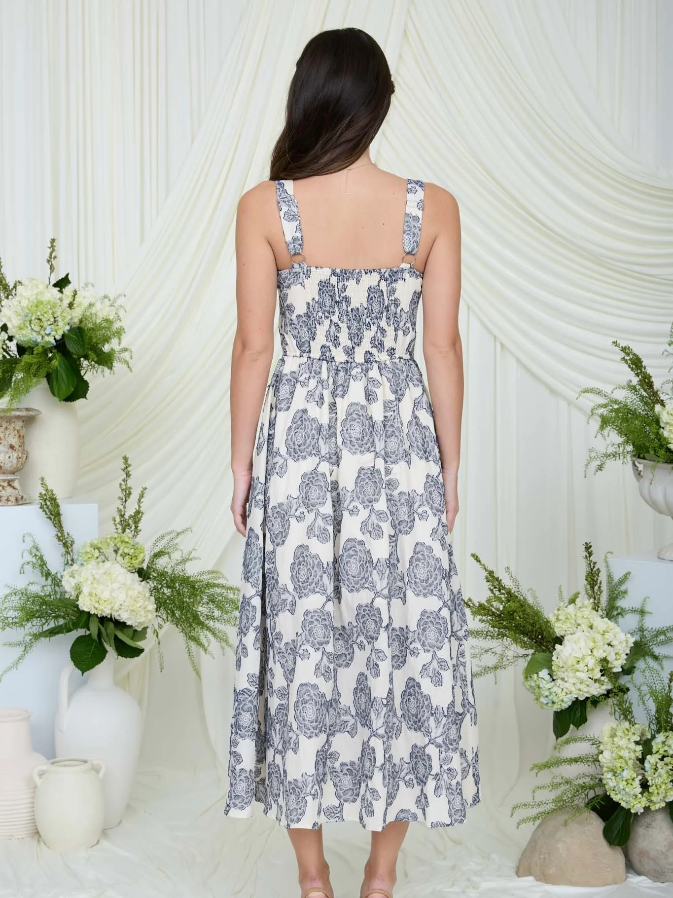 Floral Jacquard Midi Dress - Image 3