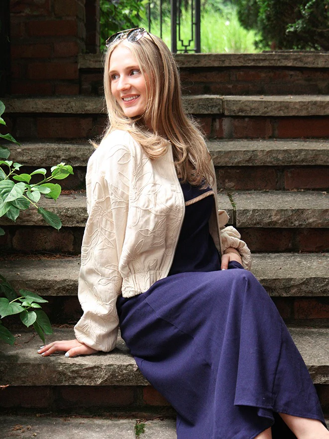 Floral Jacquard Zip Up Jacket - Image 2