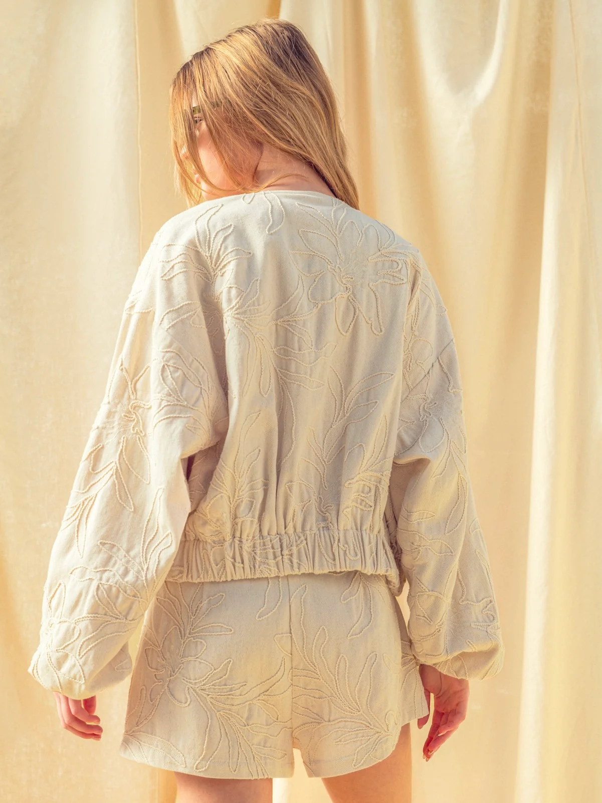 Floral Jacquard Zip Up Jacket - Image 5