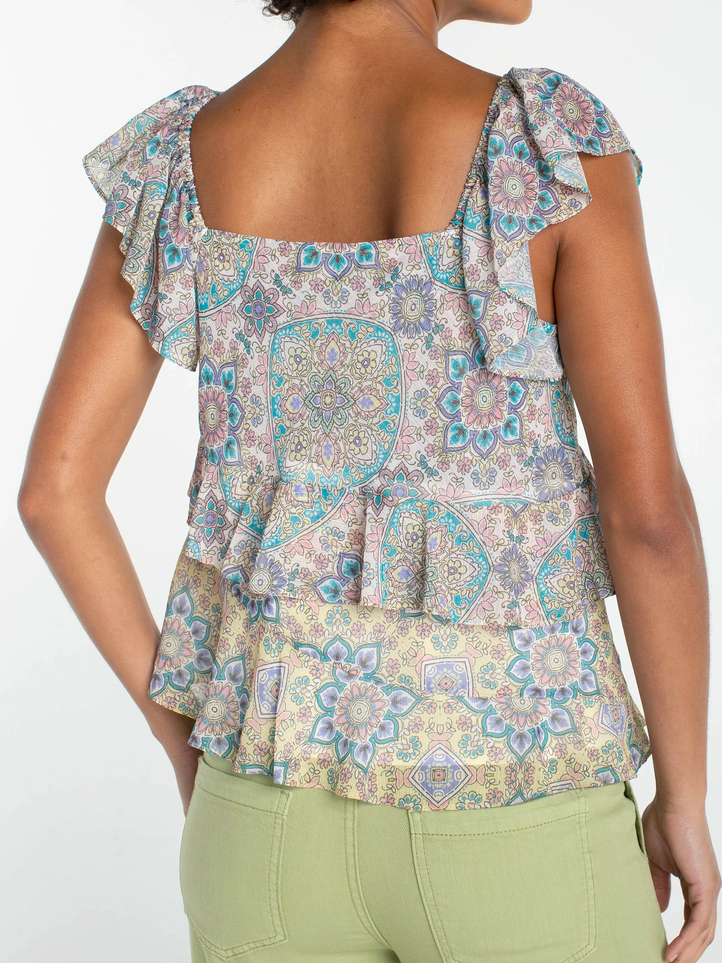 Liverpool Flutter Sleeve Draped Woven Blouse - Image 2