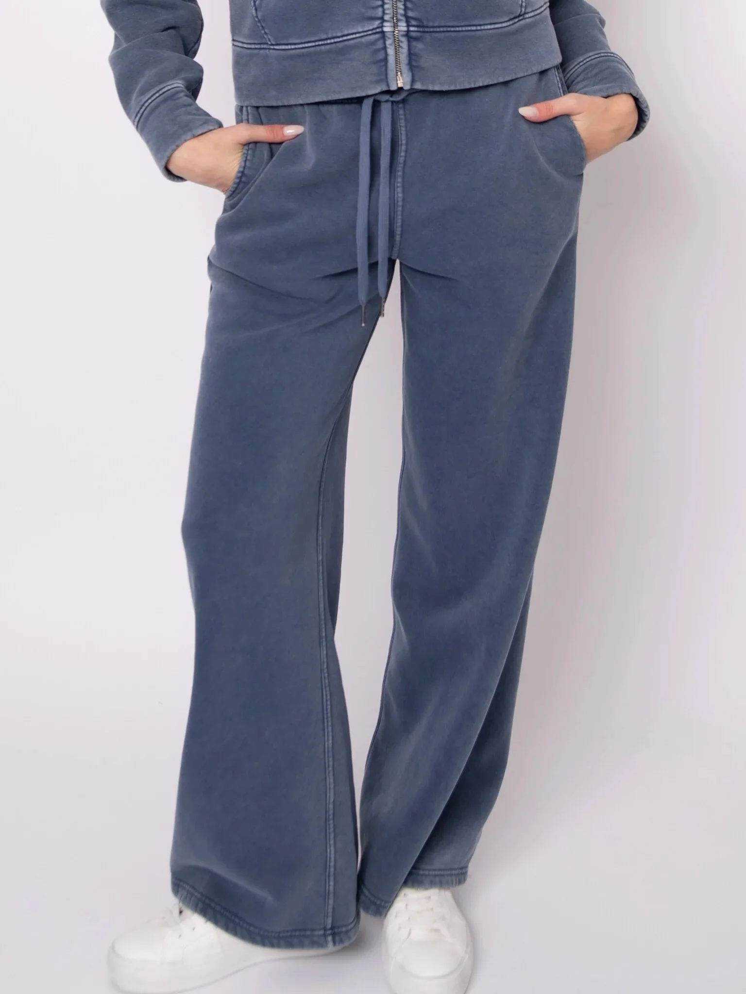 Franie Mineral Wash Fleece Wide Leg Pant
