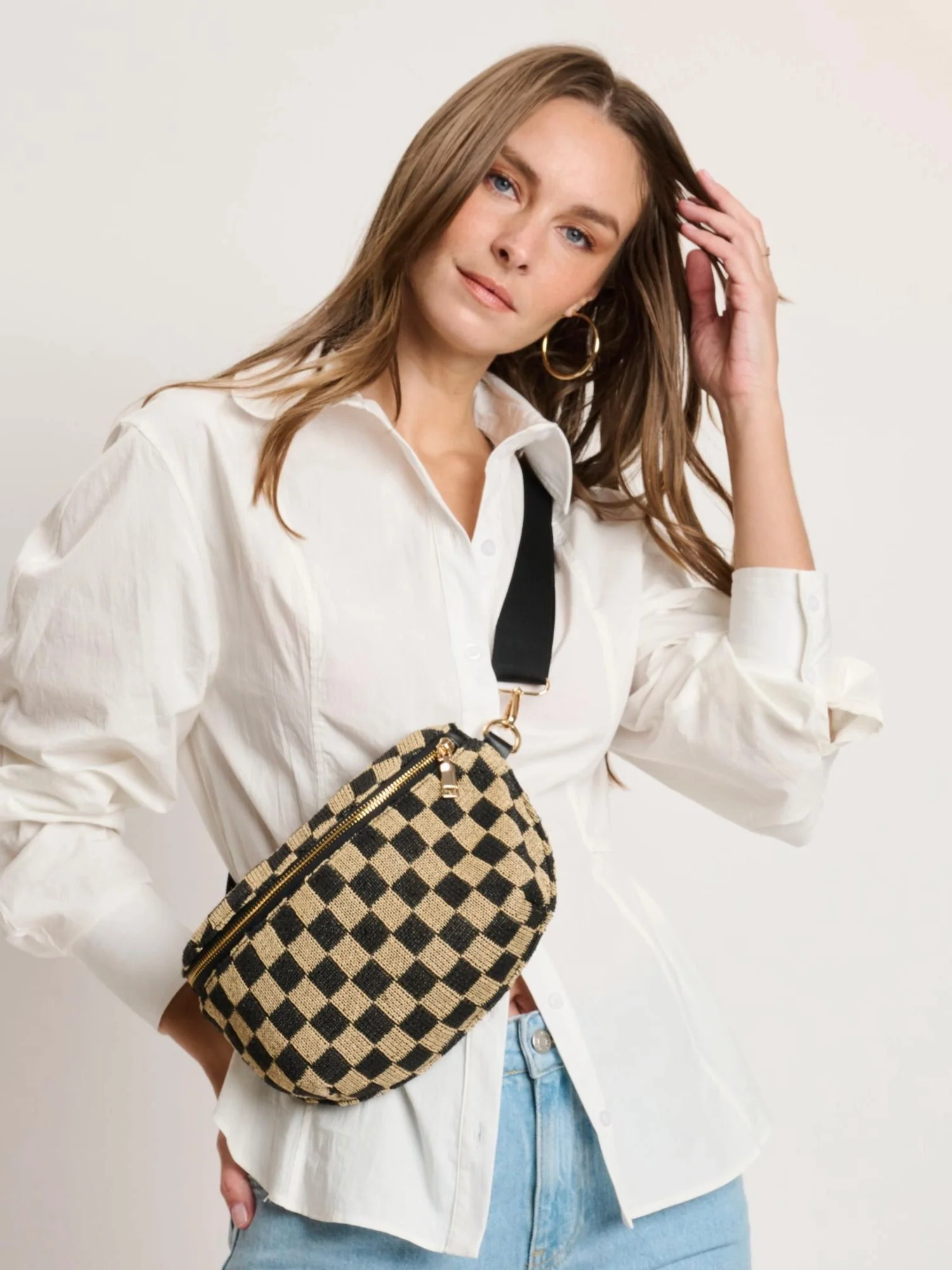 Gizelle Large Checker Belt Bag