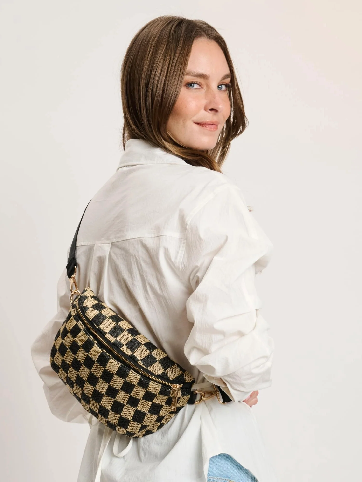 Gizelle Large Checker Belt Bag - Image 2