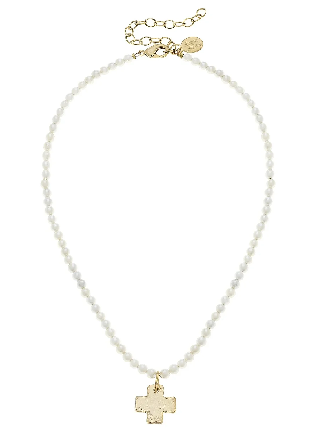 Susan Shaw Gold Cross on Freshwater Pearl Necklace - Image 2