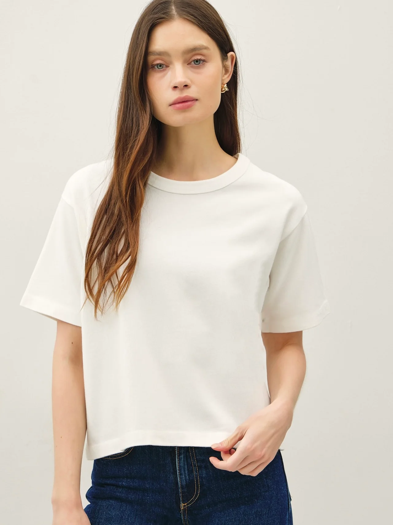 Heavyweight Cotton Terry Boxy Cropped Crew