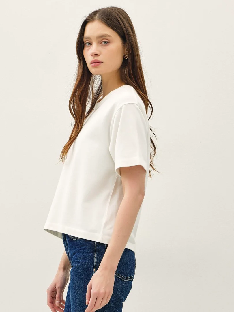 Heavyweight Cotton Terry Boxy Cropped Crew - Image 2