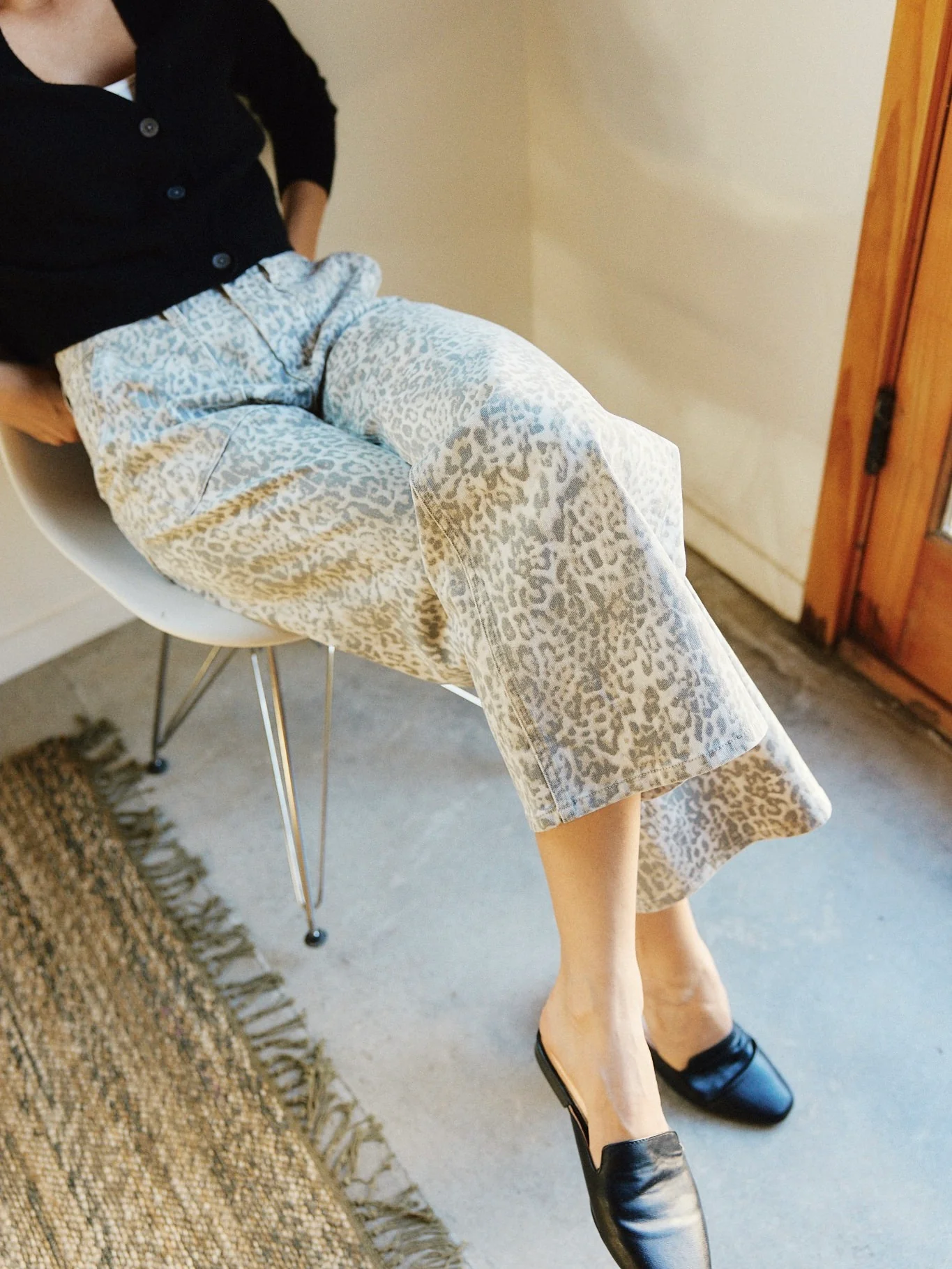 Vervet : High Rise Leopard Print Baggy Wide Leg - Image 3