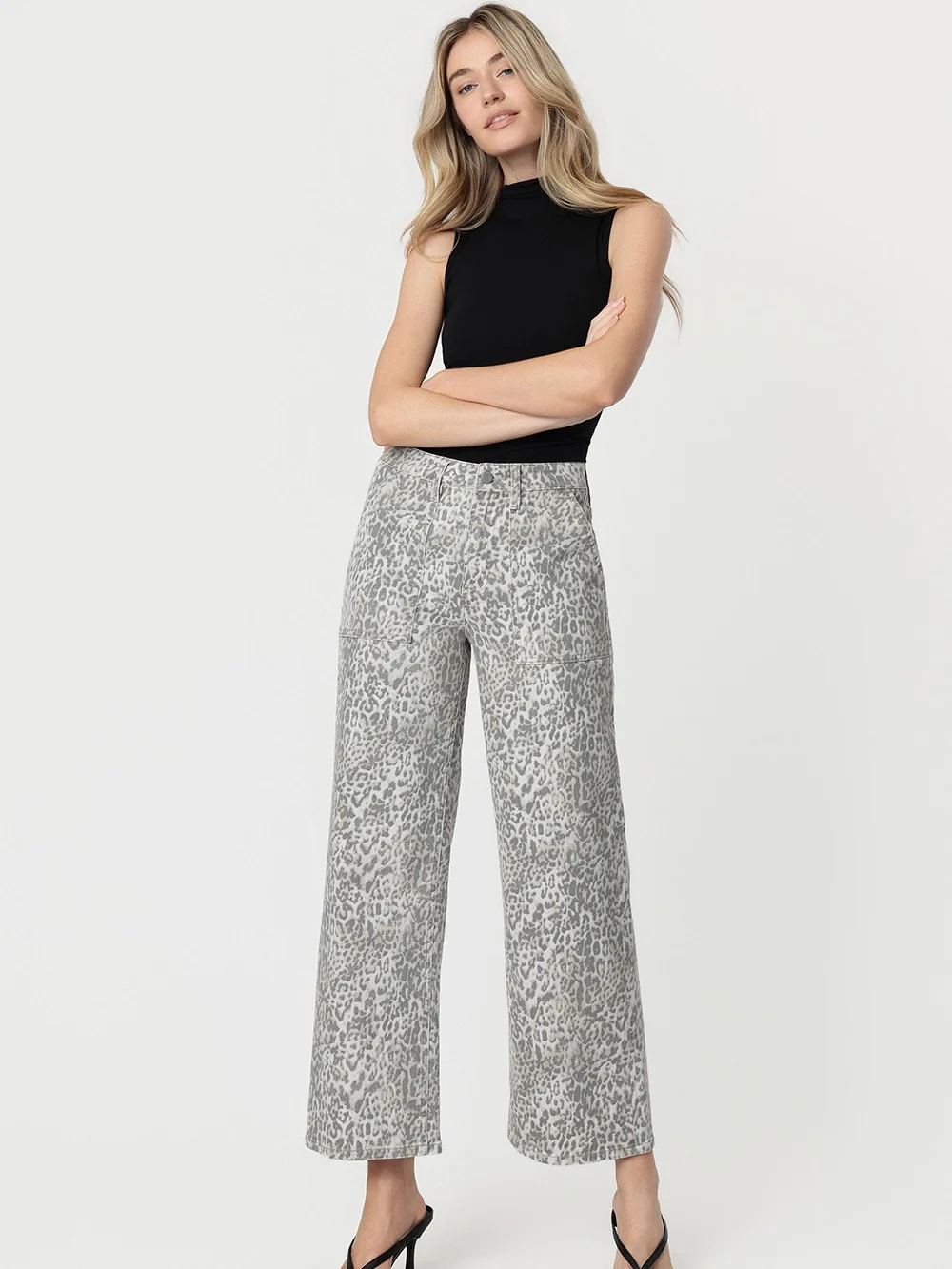 Vervet : High Rise Leopard Print Baggy Wide Leg - Image 4