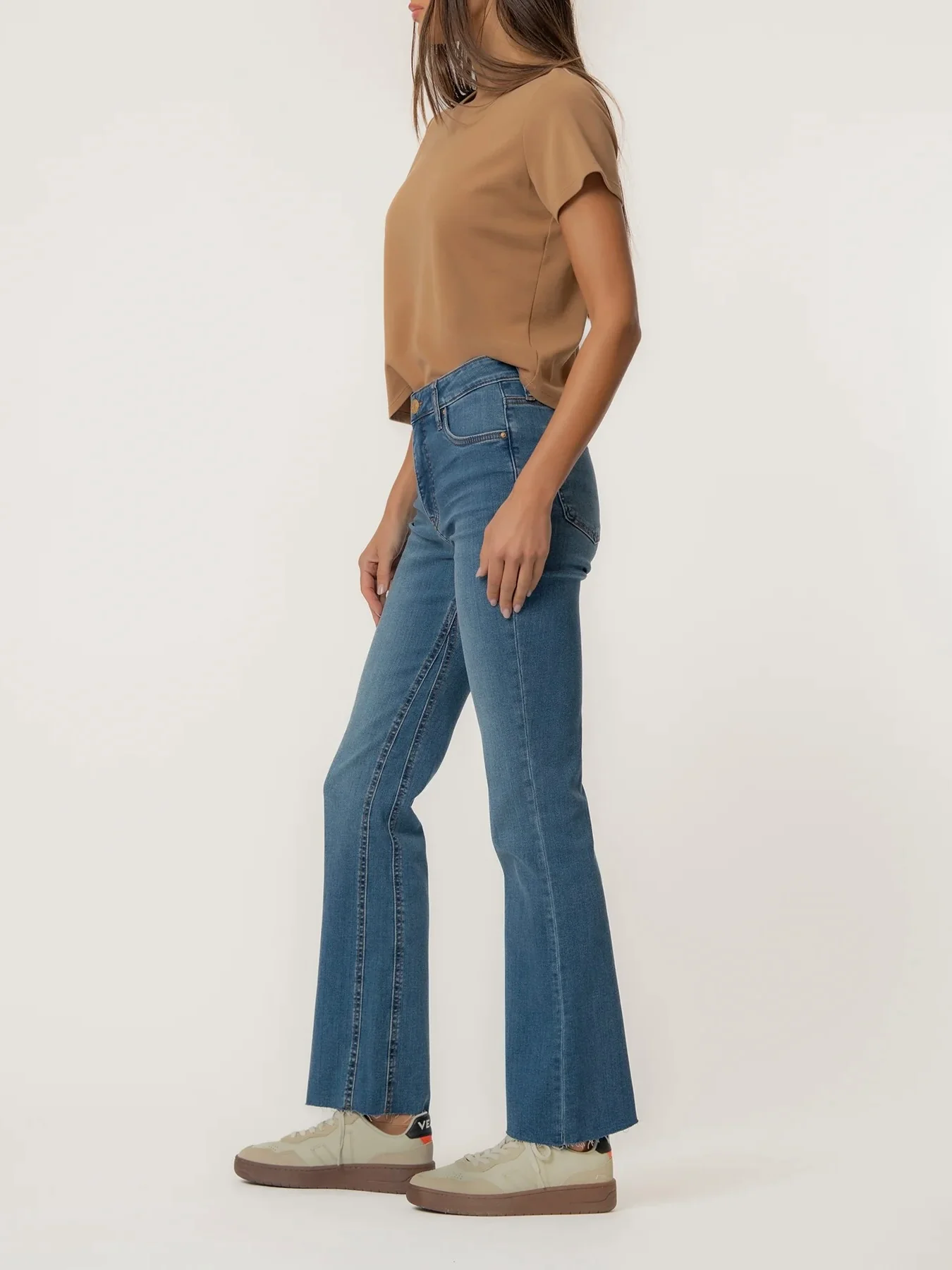 Kut Jeans : Kelly High Rise Fab Ab Kick Flare Inset Leg - Image 2