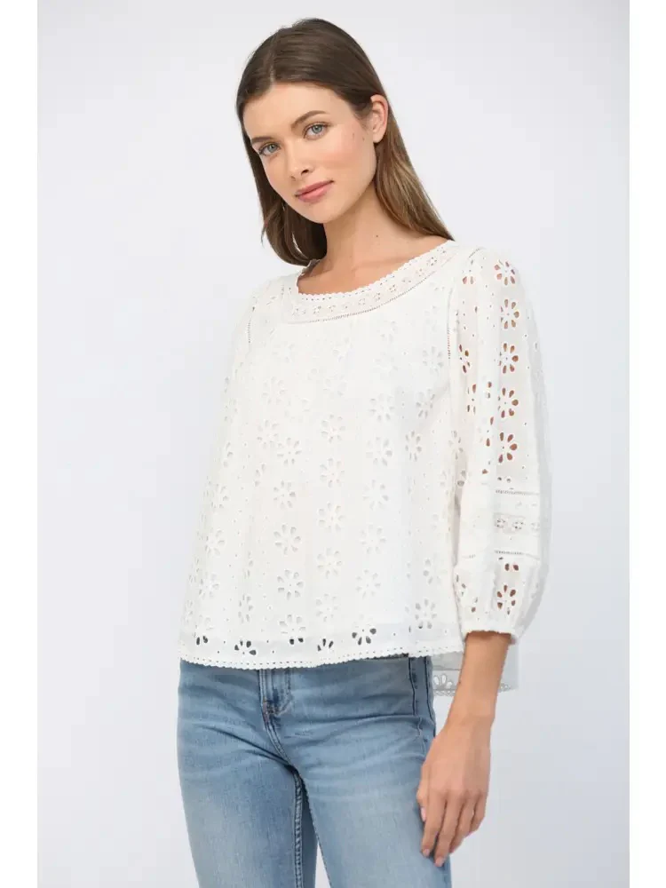 Lace Trimmed Eyelet Blouse - Image 2