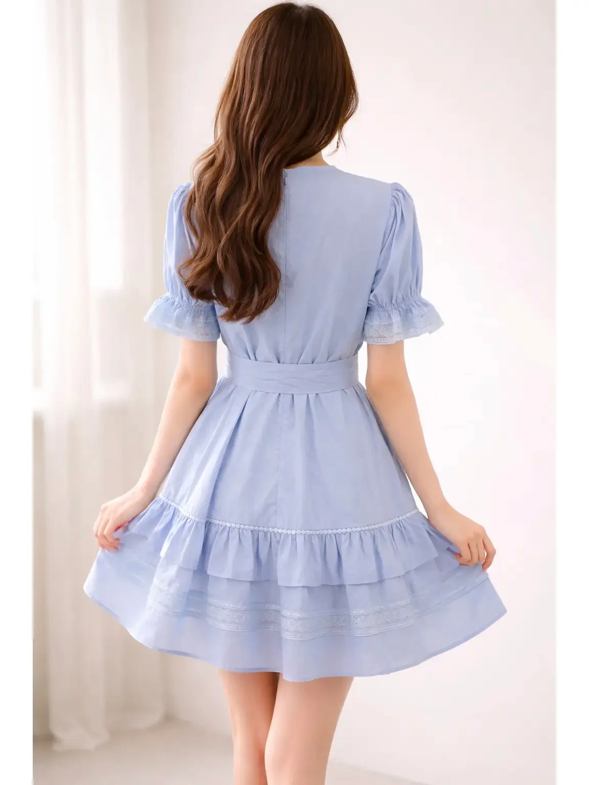 Lace Trimmed Tie Waist Dress - Image 2