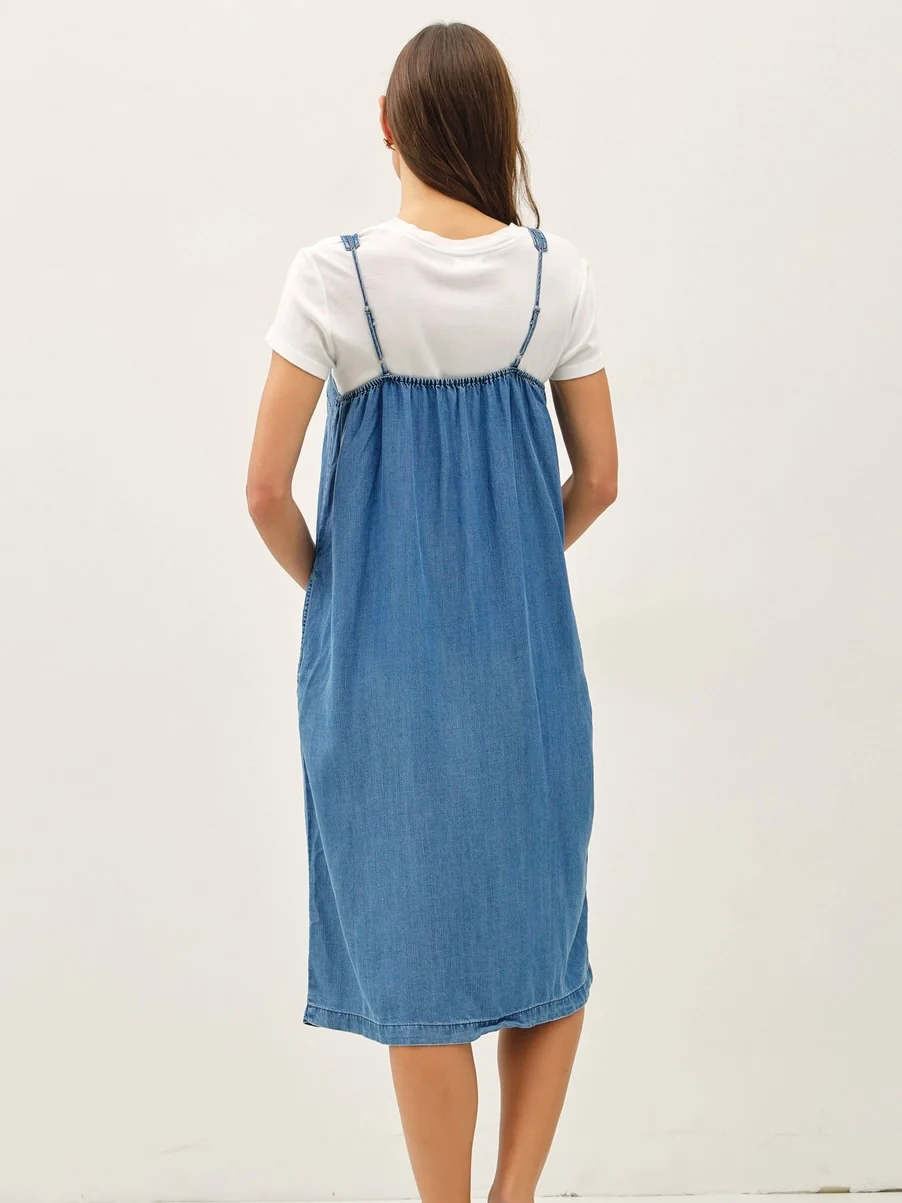 Lightweight Breezy Denim Tencel Dress - Image 3