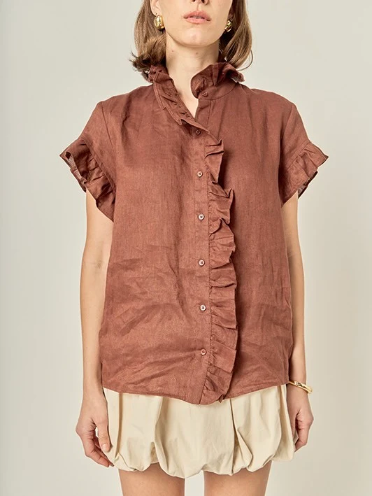 Linen Ruffle Shirt - Image 2