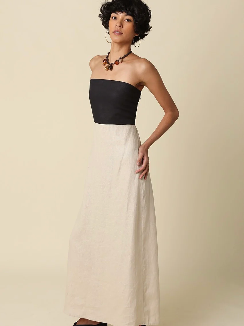 Mei Contrast Strapless Maxi Dress - Image 2