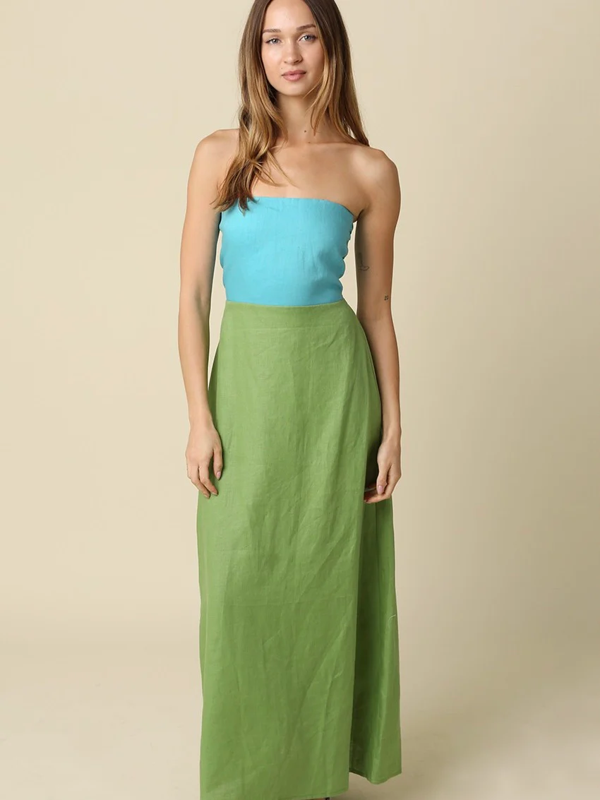 Mei Contrast Strapless Maxi Dress - Image 3