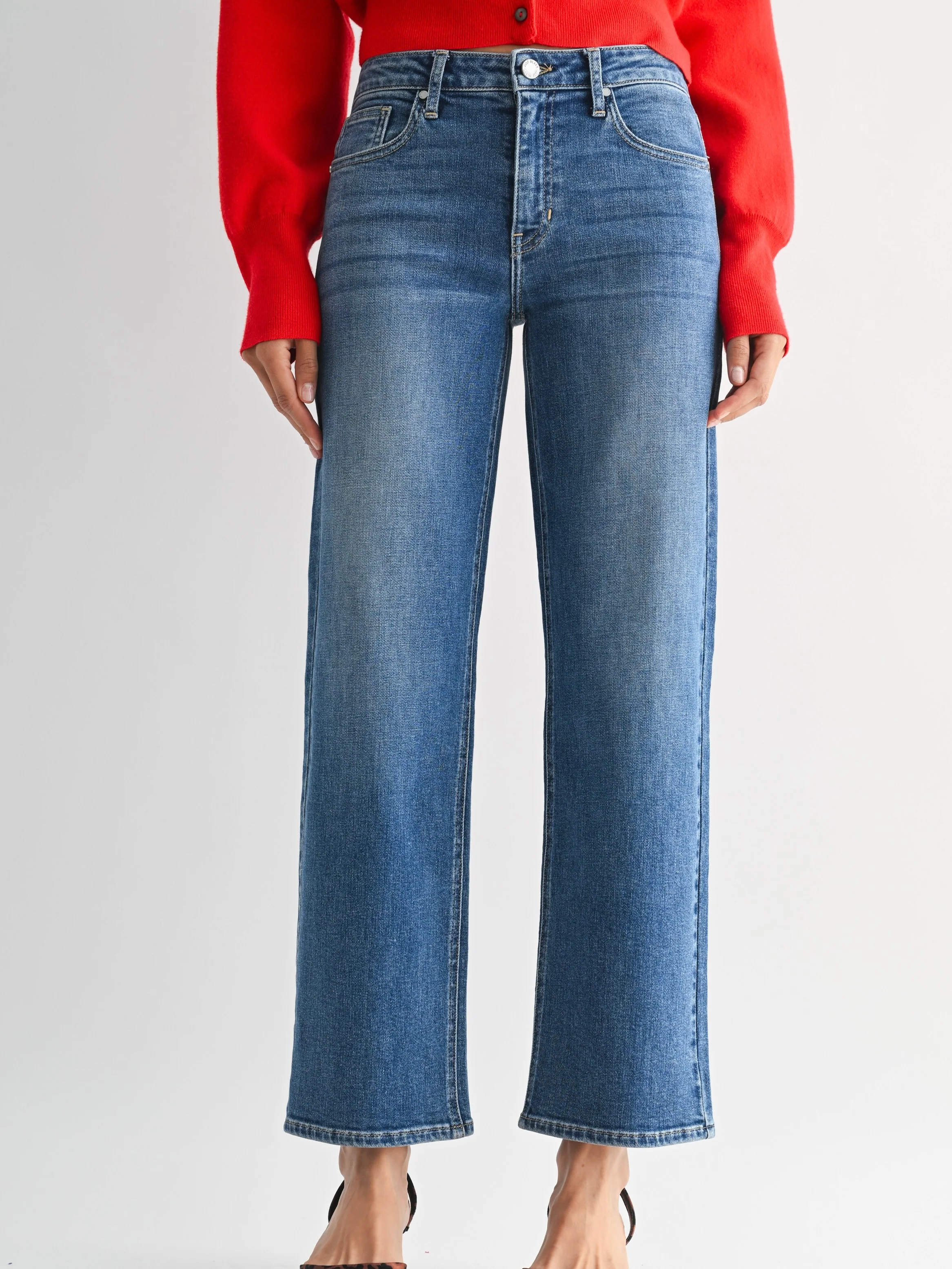 Just Black Denim : Mid Rise Slim Wide Leg