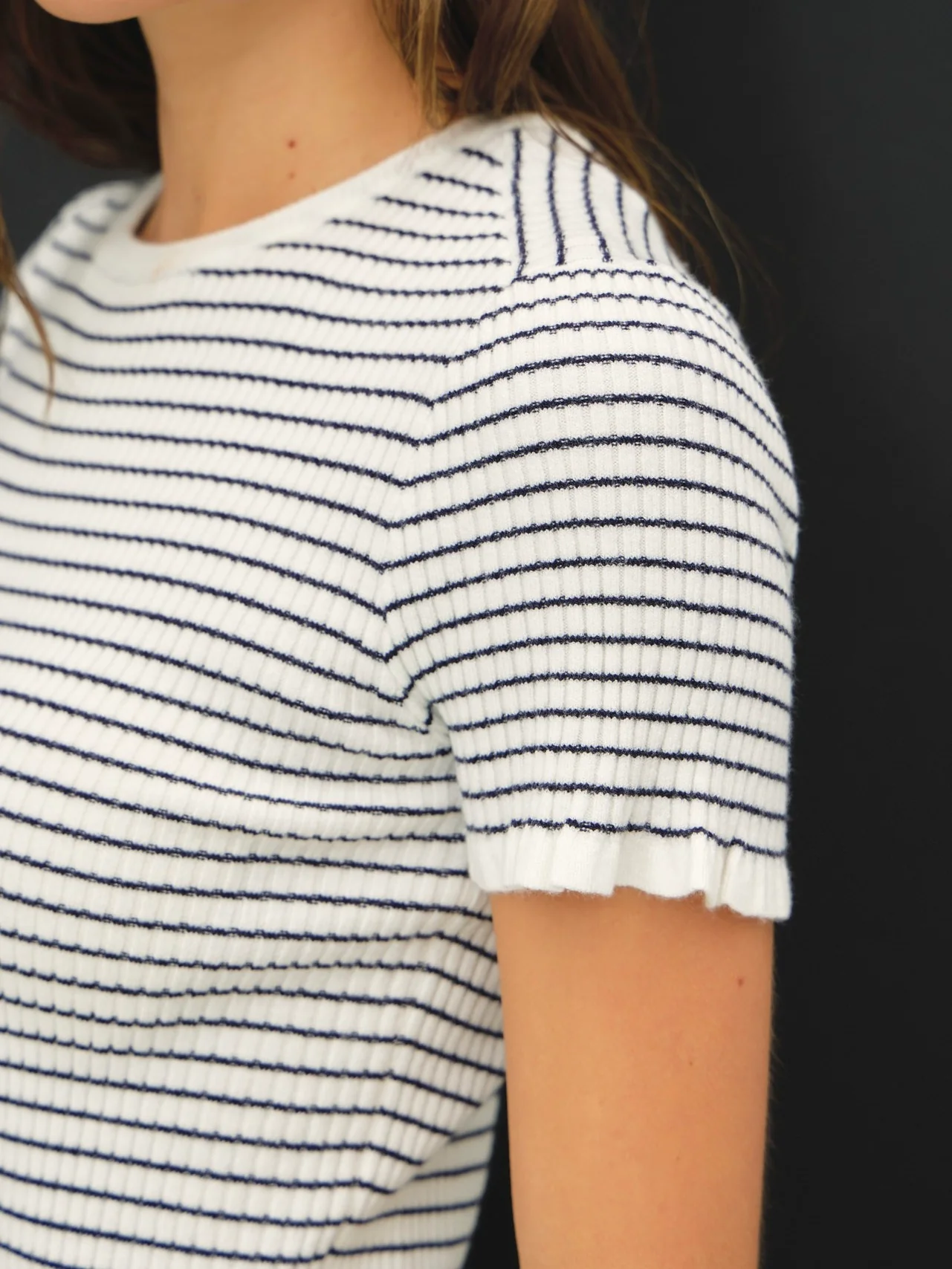 Mini Striped Ribbed Ruffled Top - Image 2