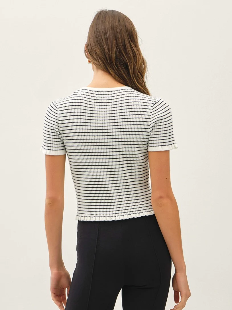 Mini Striped Ribbed Ruffled Top - Image 3