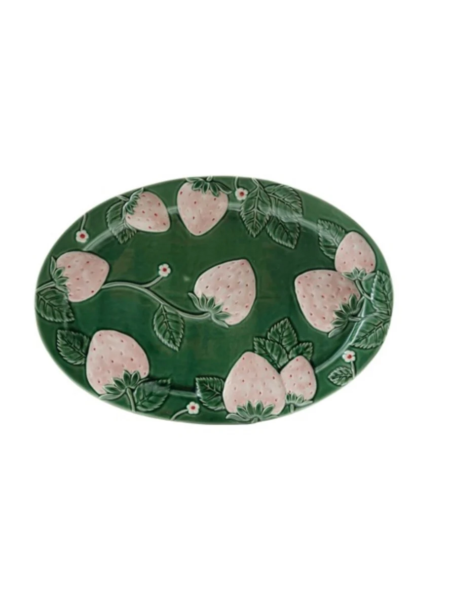 Oval Hand Painted Embossed Platter